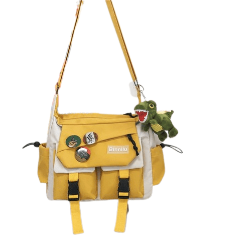 Sac à Bandoulière Femme Avec Rangement - LuxeFem Yellow Badge Pendant