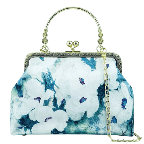 Sac à Bandoulière Motif Fleur Bleu Femme - FlowBlue Modèle 3