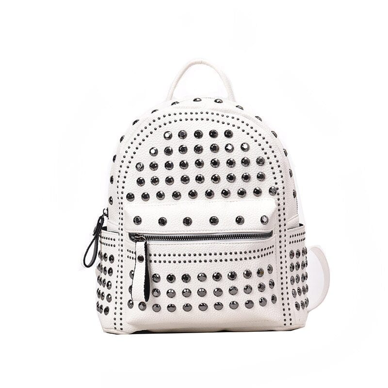 Sac à Dos Femme Clouté - GlamPulse Blanc / Petit L 15cm-H 23ccm-L 23cm