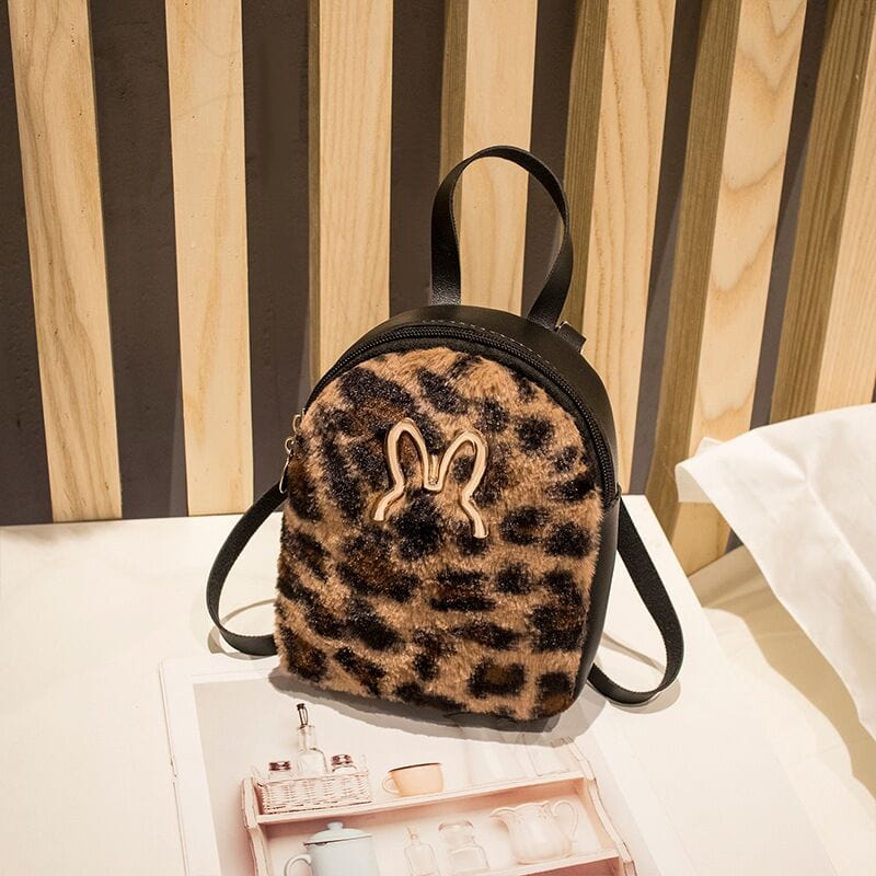 Sac à Dos Velours - Velourisé Leopard Noir