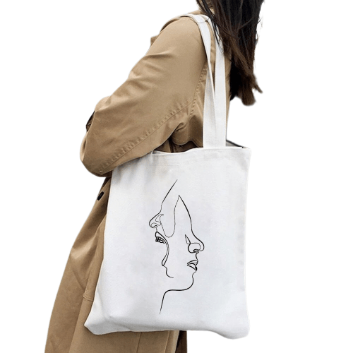 Sac à Main Dessin Visage Femme - VisageDraws 1 / 35x40cm