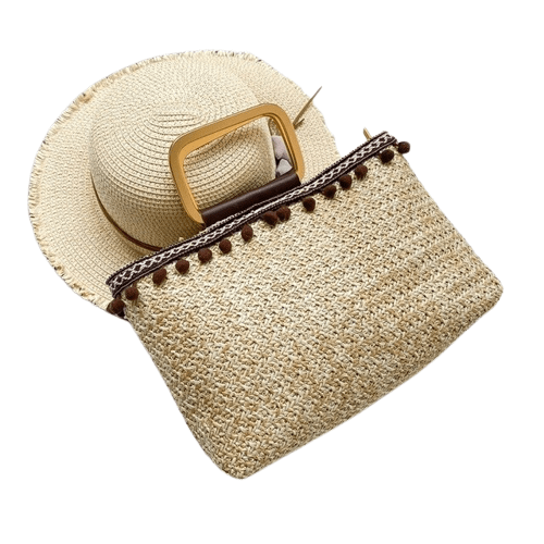 Sac à Main en Osier pour Femme - Osier Chic Kaki / 30 x 8 x 18cm