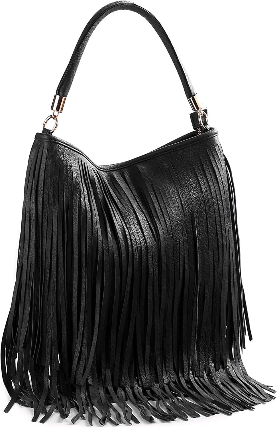 Sac à Main Femme à Frange - Luxe Chic Noir