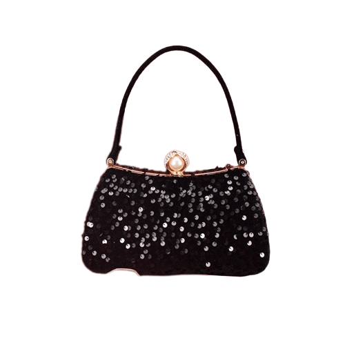 Sac à Main Femme à Paillettes - Sparkle Chic Noir / 22x8x14cm