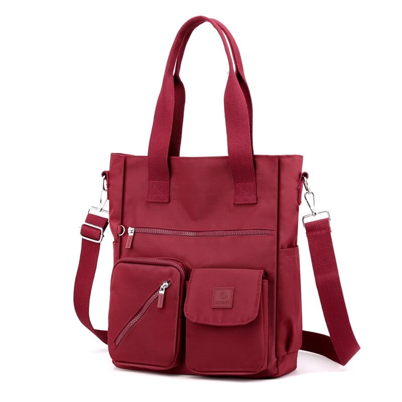 Sac à Main Femme Avec Multipoches - DivaSatch Rouge foncé / 36x30x14cm