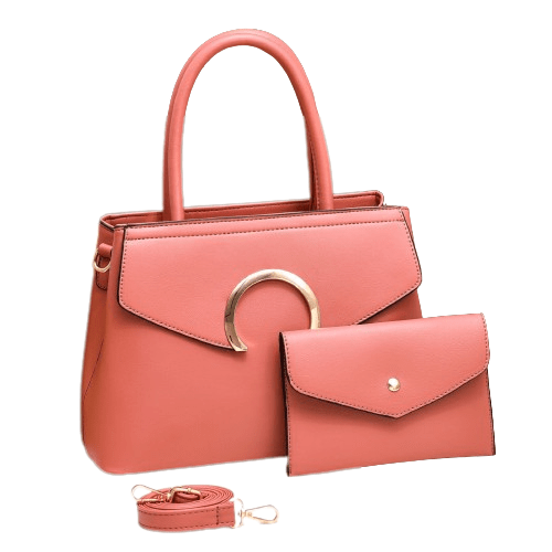 Sac A Main Femme Avec Portefeuille Assorti - Fashion Set Rose / 31x13x22cm