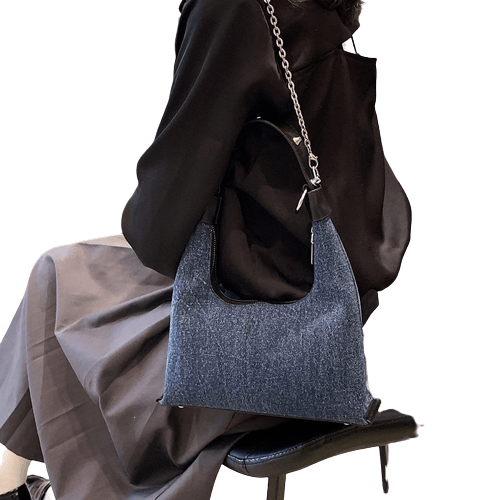 Sac à Main Femme Bleu avec Chaîne - BleuChic Bleu foncé / 25x23x6cm