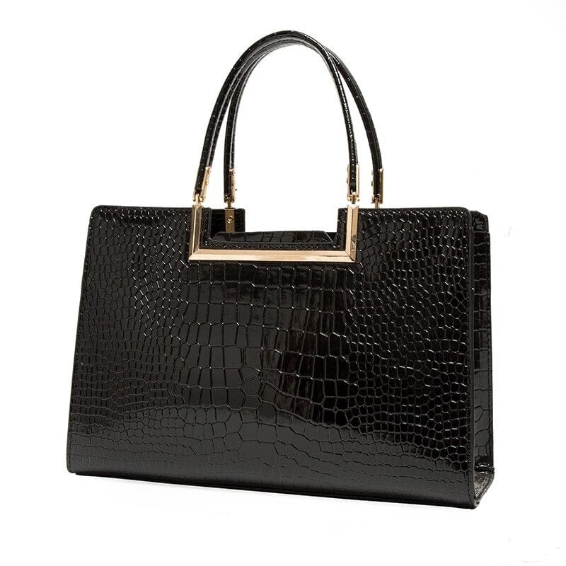 Sac A Main Femme Effet Croco Noir - LuxeCroco Noir