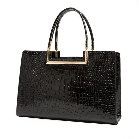 Sac A Main Femme Effet Croco Noir - LuxeCroco Noir