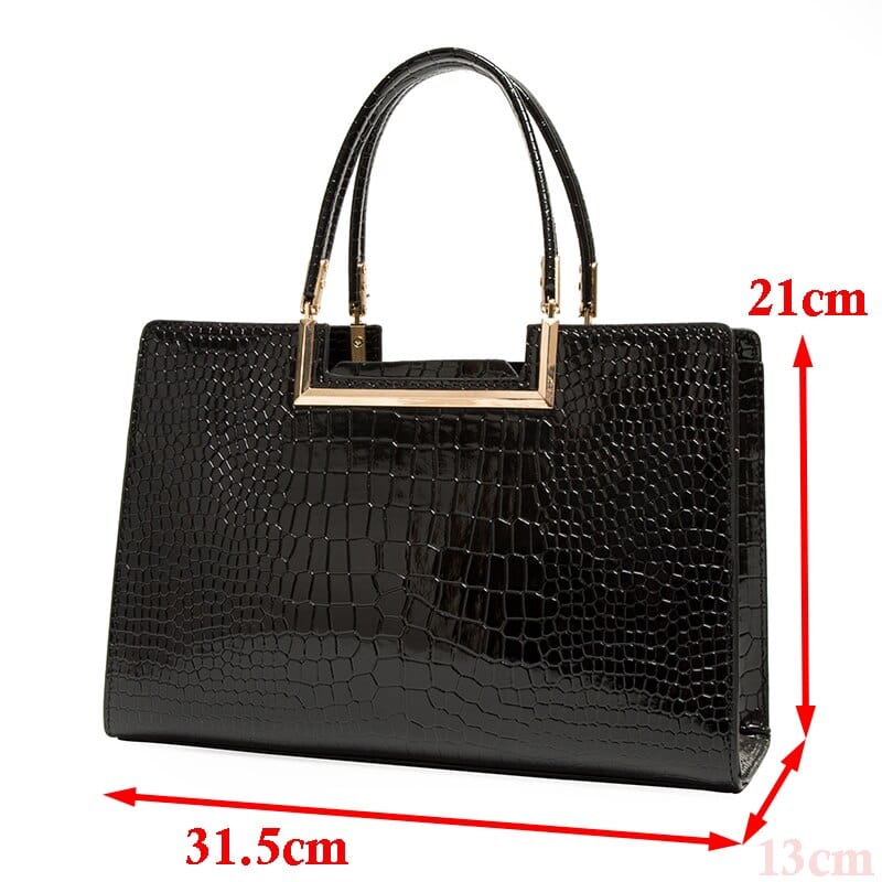 Sac A Main Femme Effet Croco Noir - LuxeCroco Noir