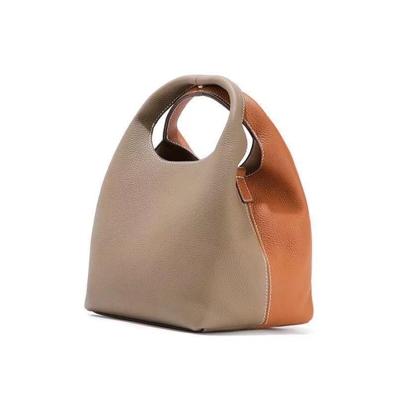 Sac à Main Femme en Cuir Marron - LuxeBrown Marron orange / 22x21x15.5cm