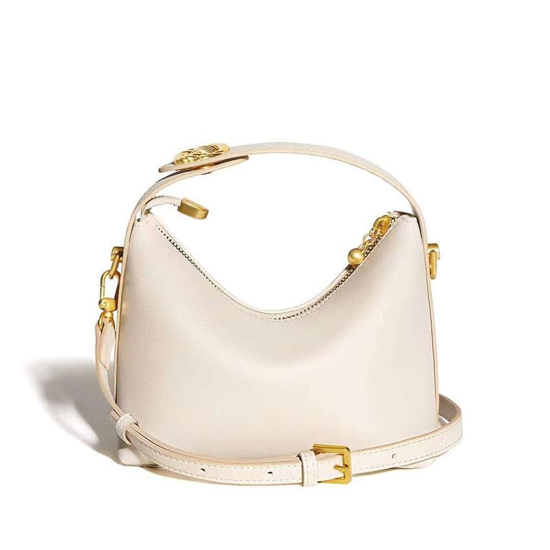 Sac à Main Femme en Cuir Souple - Splendeur Daim Blanc / 18x12x16cm