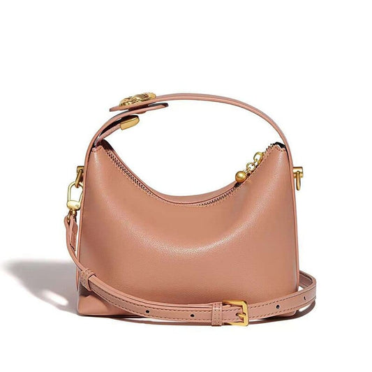 Sac à Main Femme en Cuir Souple - Splendeur Daim Rose / 18x12x16cm