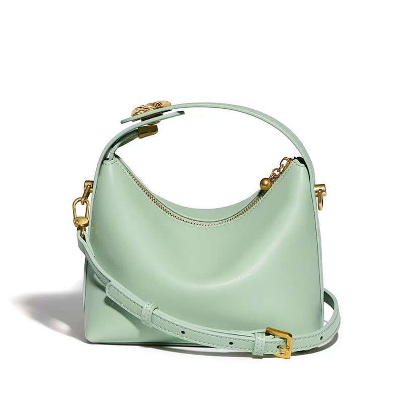 Sac à Main Femme en Cuir Souple - Splendeur Daim Vert clair / 18x12x16cm