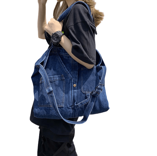 Sac à Main Femme en Jean - DenimChic Bleu foncé / 48x35x10cm