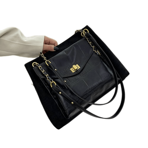 Sac à Main Femme en Similicuir - LuxHand Noir / 34x9x14cm