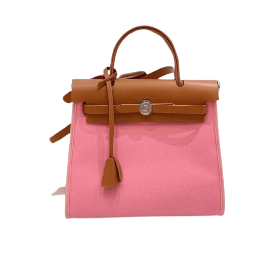 Sac à Main Femme en Toile et Cuir Camel - Glam'Bag Rose / 18x8x16cm