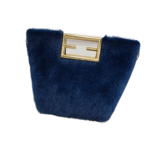 Sac à Main Femme Fourrure - LuxePeluche Bleu sombre