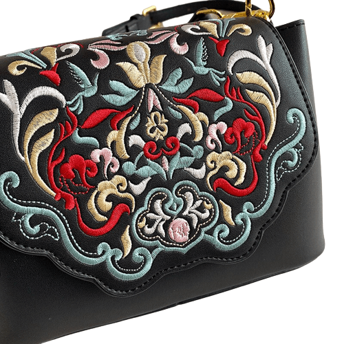 Sac à Main Femme Noir Avec Fleurs - NoirFleur Noir / 21x15x9cm