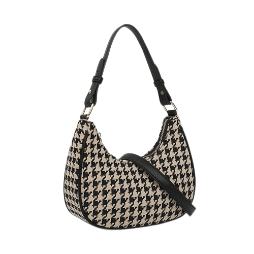 Sac à Main Femme Pied de Poule - ChicPied Noir / 23x7x17cm