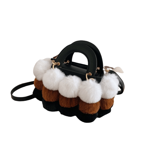 Sac à Main Femme Pompon - LuxeDivine Noir / 25x8x14cm