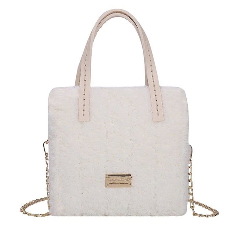 Sac A Main Femme Souple Doux - LuxePur Blanc / 19x18x6cm