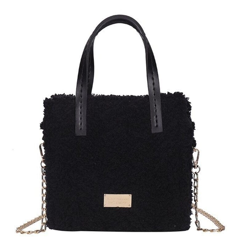 Sac A Main Femme Souple Doux - LuxePur Noir / 19x18x6cm