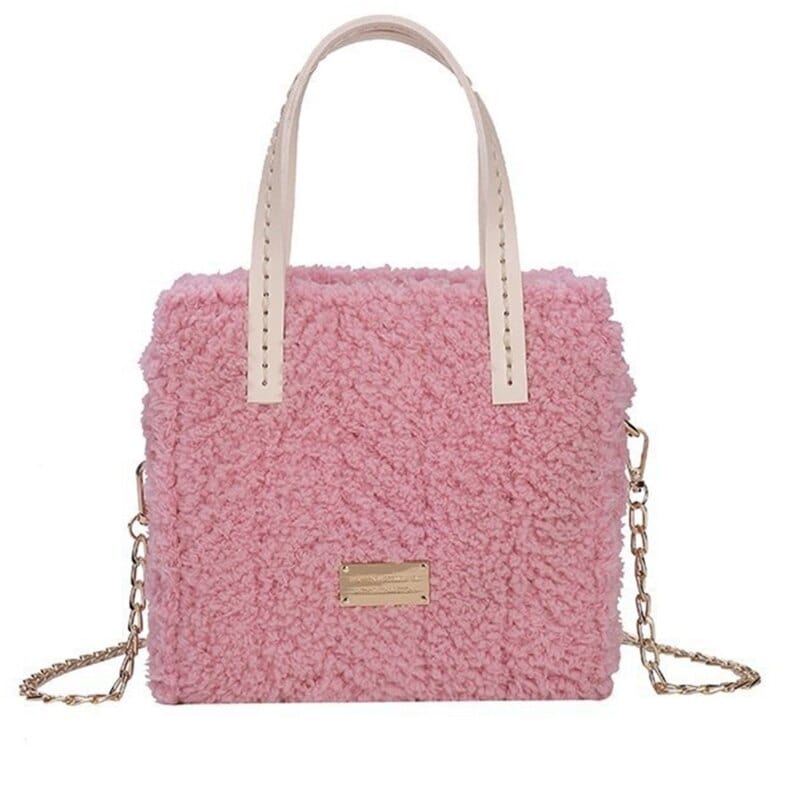 Sac A Main Femme Souple Doux - LuxePur Rose / 19x18x6cm