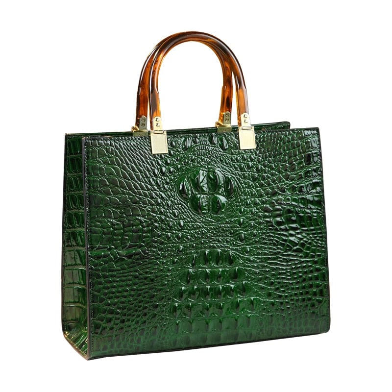 Sac à Main Femme Style Peau de Crocodile - CrocoChic Vert foncé