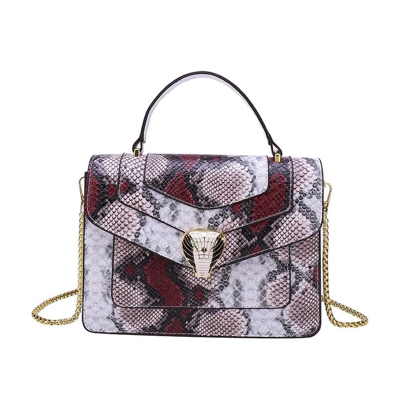 Sac à Main Femme Style Peau de Serpent - Serpentine Glam Blanc / 24cmx19cmx7cm