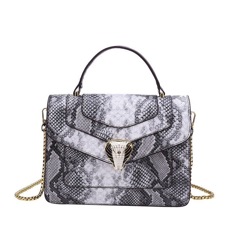 Sac à Main Femme Style Peau de Serpent - Serpentine Glam Noir / 24cmx19cmx7cm