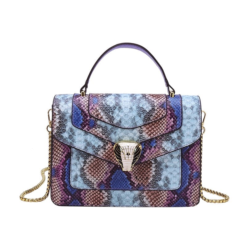 Sac à Main Femme Style Peau de Serpent - Serpentine Glam Violet / 24cmx19cmx7cm