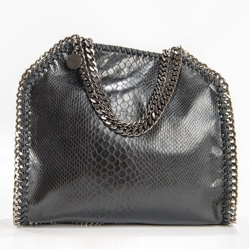 Sac à Main Gris Pour Femme - FashionistaGrey black snake / 25 x 10 x 26 cm