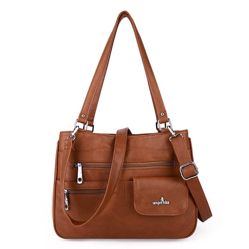 Sac à Main Multipoche pour Femme - FlexiChic Marron