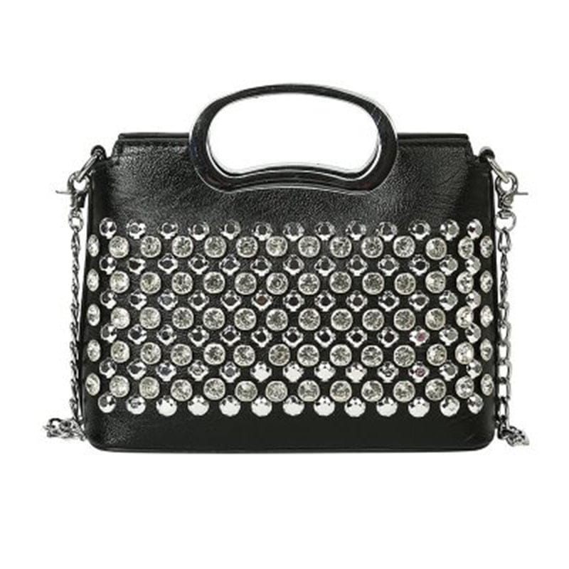 Sac à Main Noir Femme Avec Perles Argentées - Élégance PerleNoire