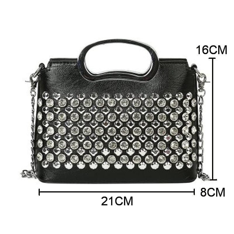 Sac à Main Noir Femme Avec Perles Argentées - Élégance PerleNoire