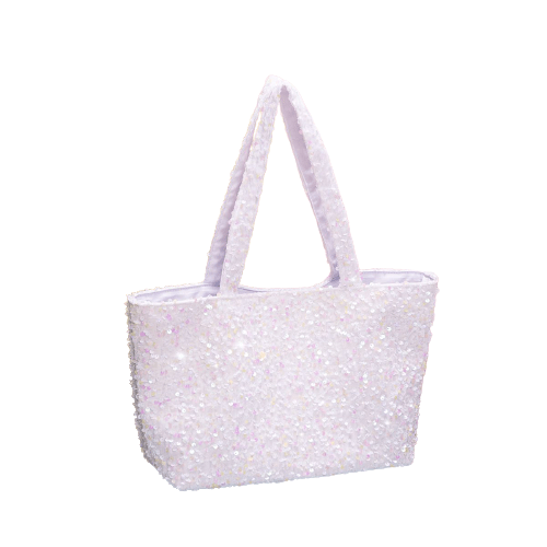 Sac à Main : Paillette Étincelante - GlamShine Blanc / 31x12x12cm