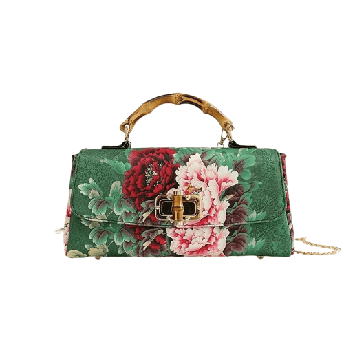 Sac à Main Pochette Femme Fleur - FlowerChic Vert / 21x15x6cm