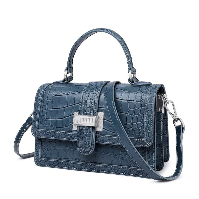 Sac à Main pour Femme Imitation Crocodile - CrocoChic Bleu