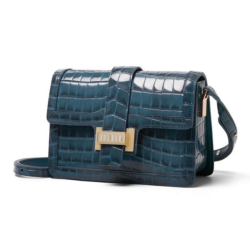 Sac à Main pour Femme Imitation Crocodile - CrocoChic Bleu vernis