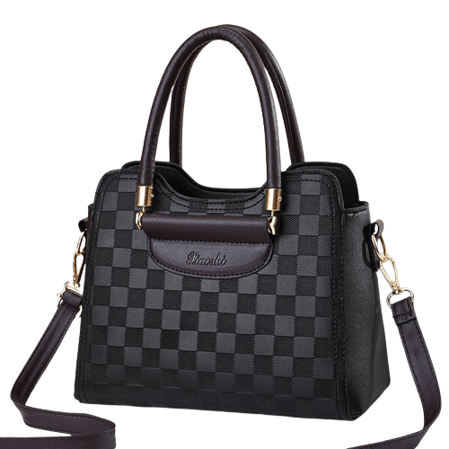 Sac Besace Élégant Noir Femme - Élégante Noire Carreaux / 27cmx21x13cm