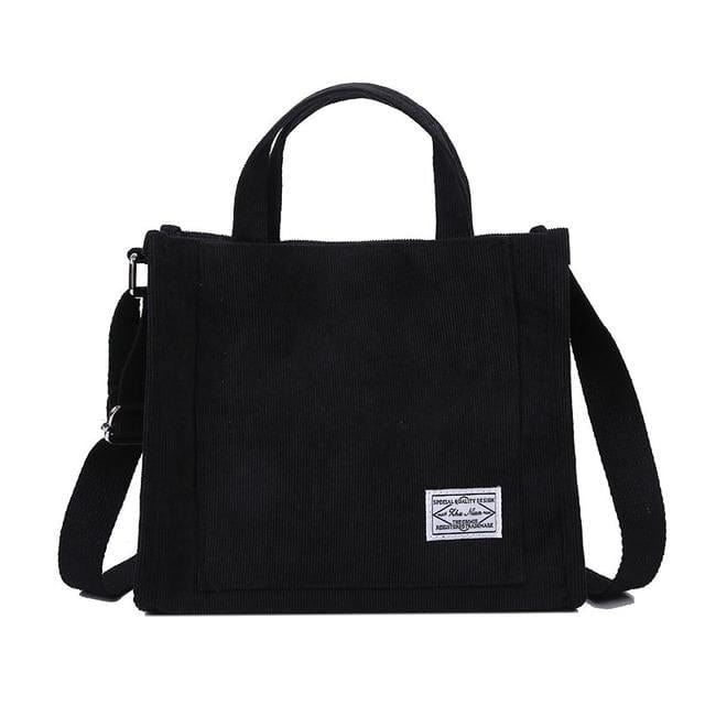 Sac Besace En Velour Femme - Velourette Noir / 30 x 25 x 10cm