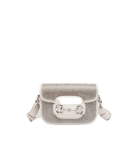 Sac Besace Femme Blanc - Blanc élégant Argenté / 18x12cm