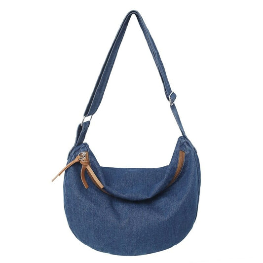 Sac Besace Femme Tissu Jeans - ModeXtra Bleu marine