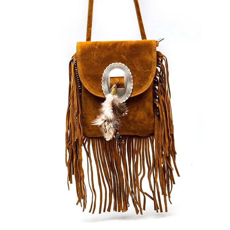 Sac Besace Frange Femme - CharmeTrend Marron / 22x18x5cm