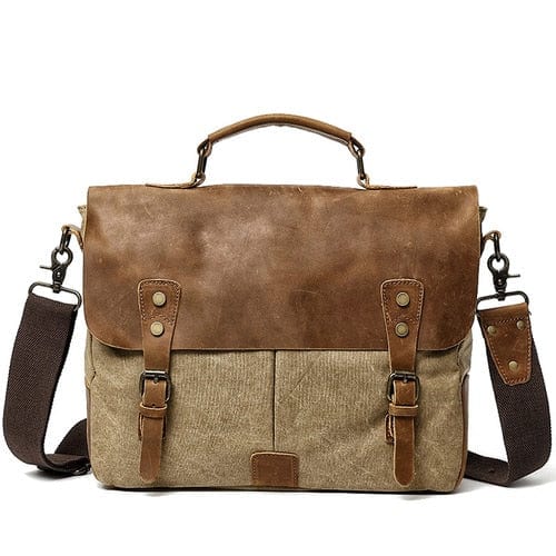 Sac Besace Ordinateur Cuir Femme - LeatherTech Beige / 36 x 12.5 x 7cm