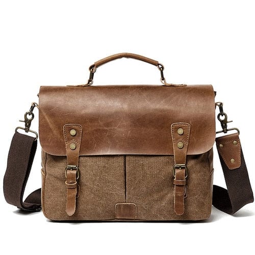 Sac Besace Ordinateur Cuir Femme - LeatherTech Café / 36 x 12.5 x 7cm