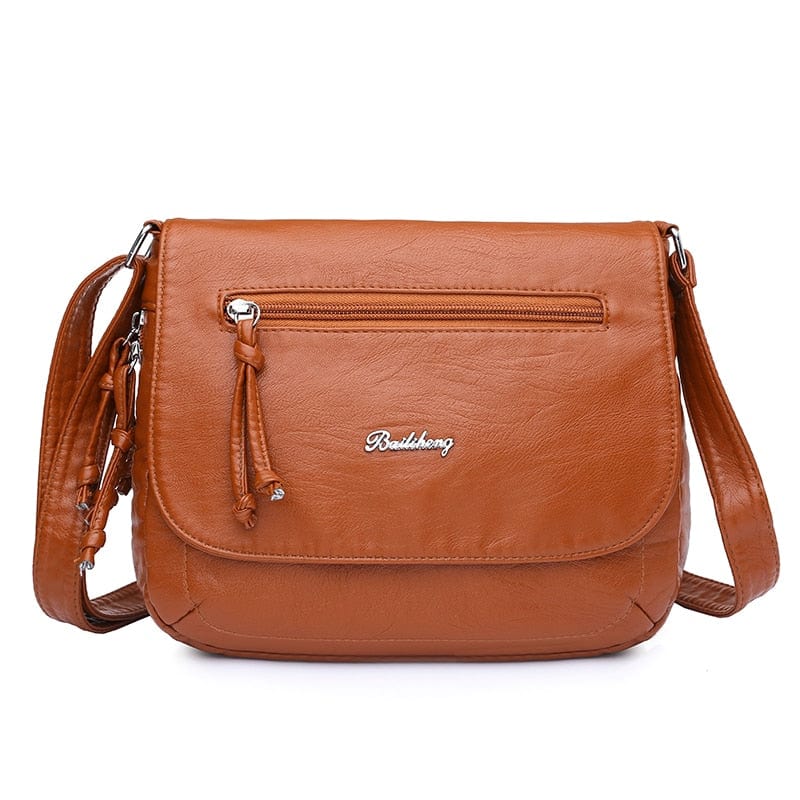 Sac Besace Simili Cuir Femme - StyleLuxe Marron / 24x8x23 cm