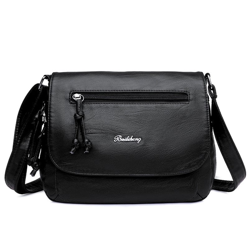 Sac Besace Simili Cuir Femme - StyleLuxe Noir / 24x8x23 cm