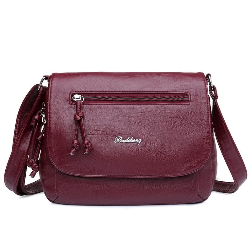 Sac Besace Simili Cuir Femme - StyleLuxe Rouge / 24x8x23 cm